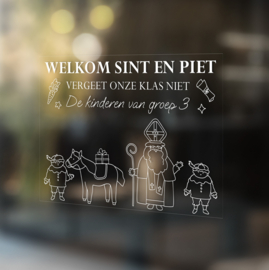 Raamsticker Sinterklaas - Welkom klas of groep- HERBRUIKBAAR