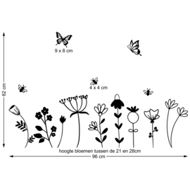 Herbruikbare Raamsticker Bloemen, Vlinders & Bijen