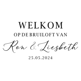 Bruiloft Welkomststicker namen | Stickervinyl | 18 x 36 cm