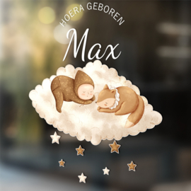 Raamsticker Geboorte  Sweet Dreams Baby  | Baby op Wolk