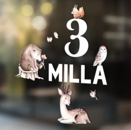 Verjaardag Raamsticker 'Forest Friends' | HERBRUIKBAAR