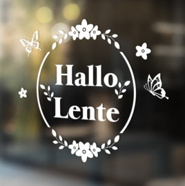 Herbruikbare Raamsticker Hallo Lente | Krans
