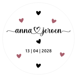 Gepersonaliseerde etiketten 'Hartjes' | 20 stuks | 5 cm