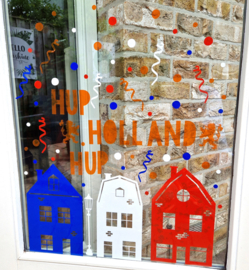 Raamsticker WK / EK Voetbal - Hup Holland Hup - huisjes