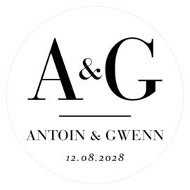 Gepersonaliseerde etiketten 'Grote Initialen' | 20 stuks | 5 cm