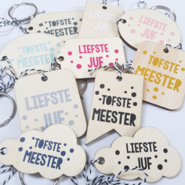 Sleutelhanger 'Tofste Meester' - diverse vormen en kleuren