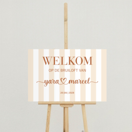 Welkomstbord Bruiloft 'Strepen' | 60 x 40 cm