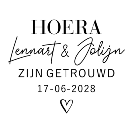 Label  Hoera getrouwd | met eigen namen
