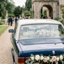 Bruiloft Sticker Just Married - met namen | Stickervinyl | 15 x 45 cm