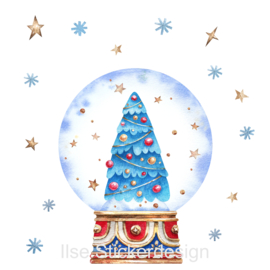 Raamsticker 'Sneeuwbol - Kerstboom', HERBRUIKBAAR