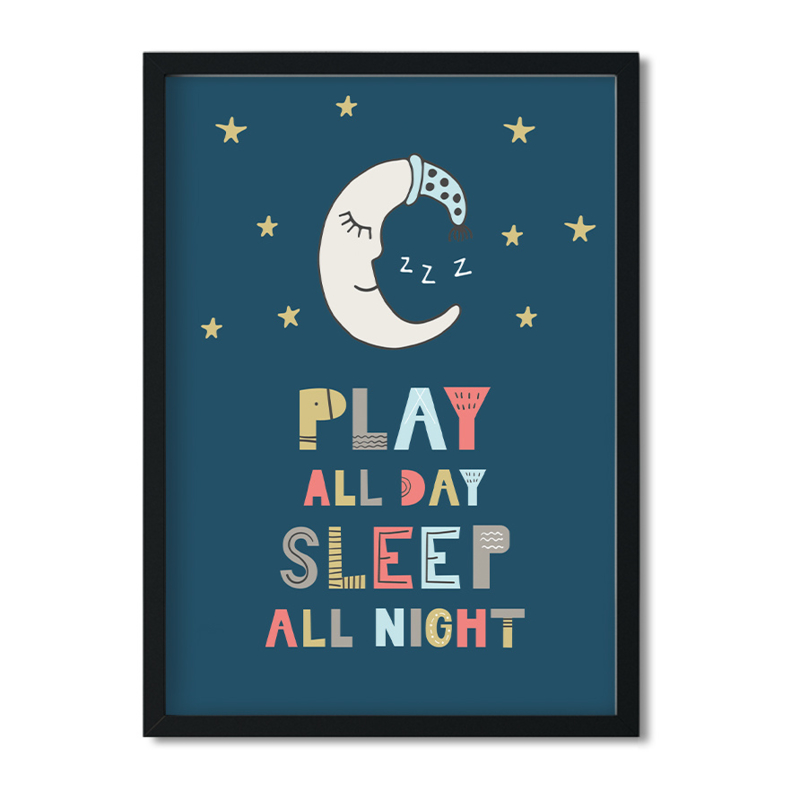 Poster 'Play all day, sleep all night'