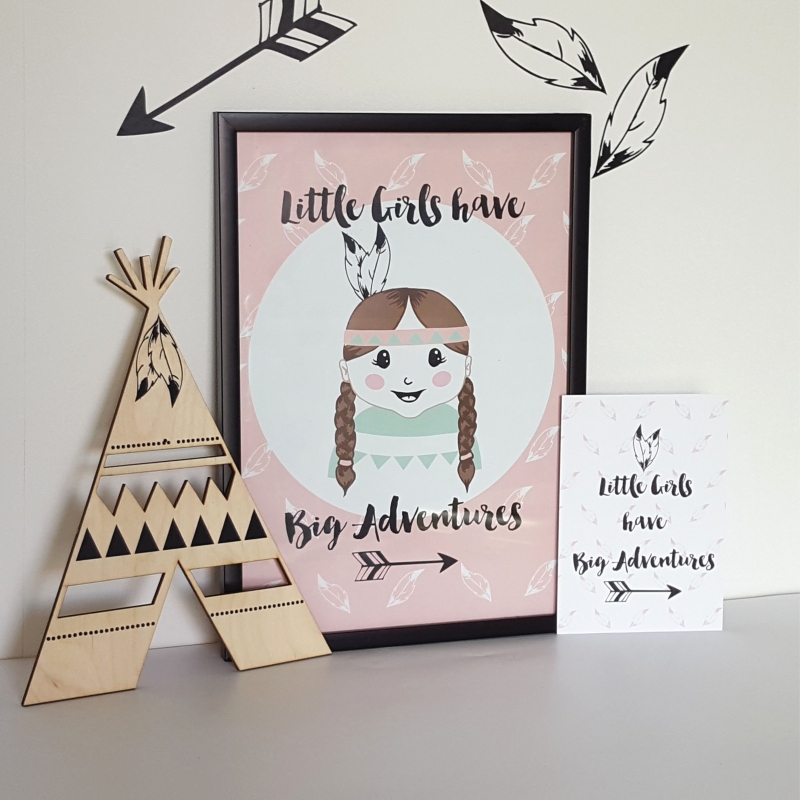Poster 'Little Girls have big adventures' 21 X 29,7 cm A4