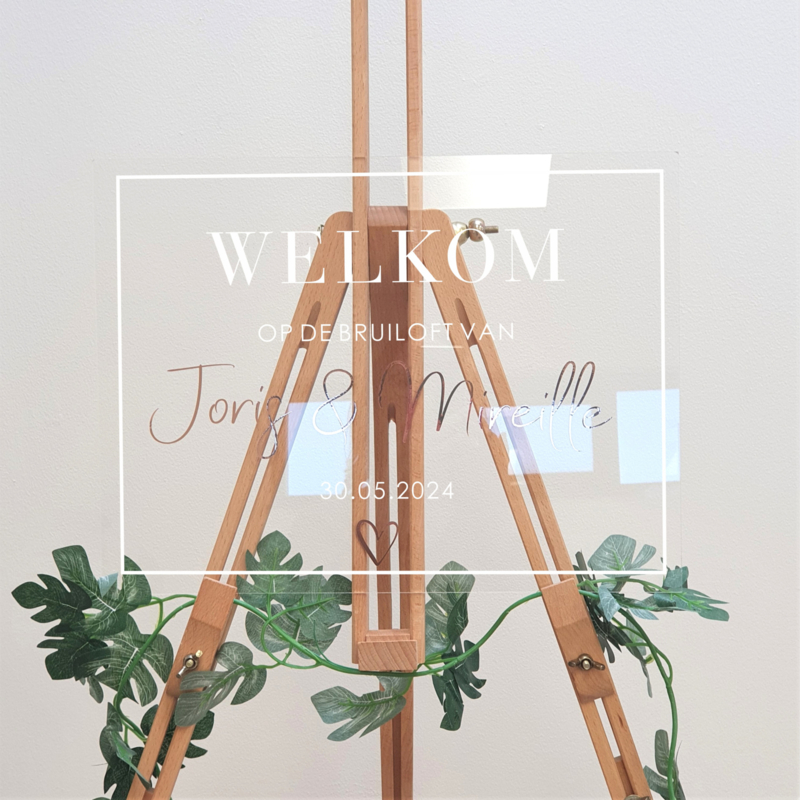 Bruiloft Welkomstbord 'Welkom Modern' | Transparant Acryl | 40 x 30 cm