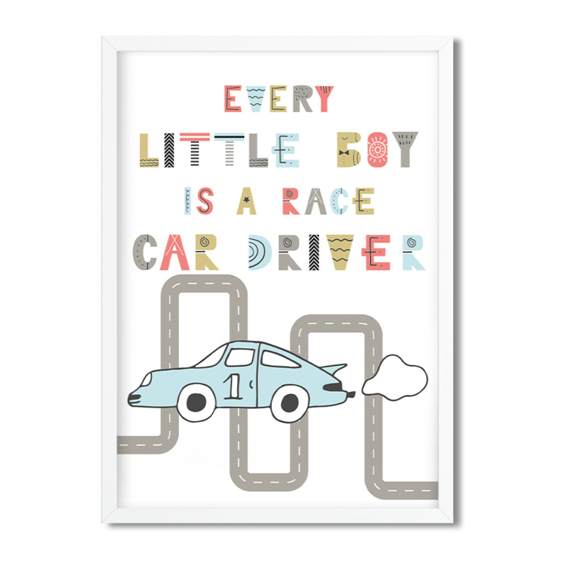 Postkaart / Interieurkaart 'Every little boy is a race car driver'