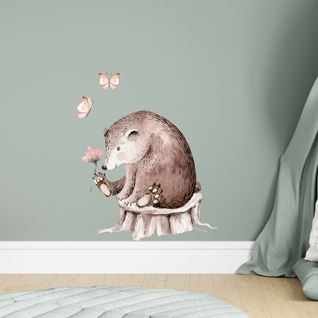 muursticker babykamer kinderkamer forest friends beer vlinder