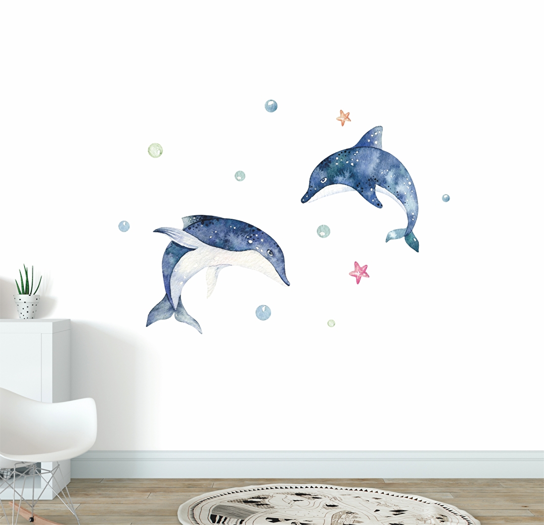 muurstickers babykamer kinderkamer dolfijnen zeedieren