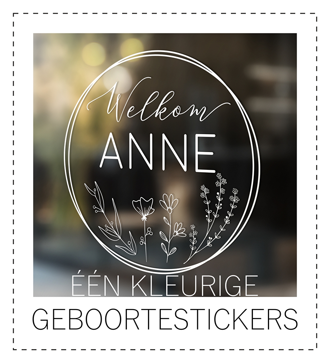 EENKLEURIG MONOCHROOM GEBOORTE RAAMSTICKERS