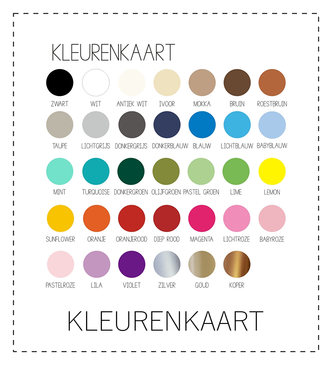 KLEURENKAART VINYLSTICKERS