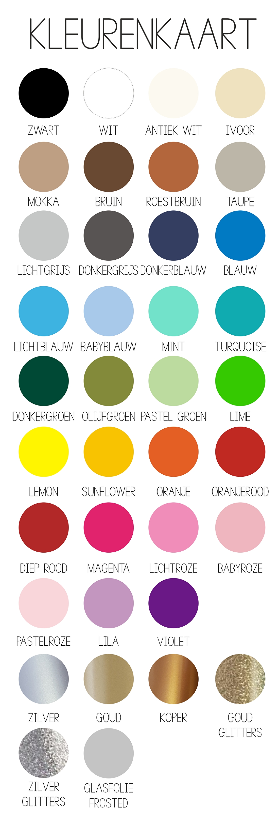 KLEURENKAART VINYLSTICKERS