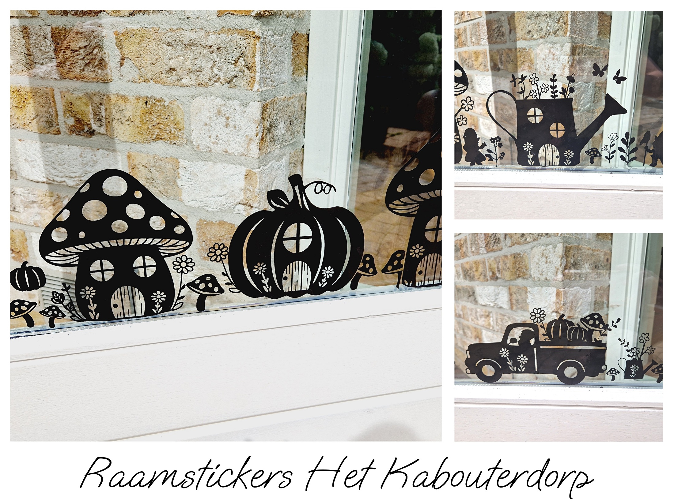 Herbruikbare raamstickers Het Kabouterdorp
