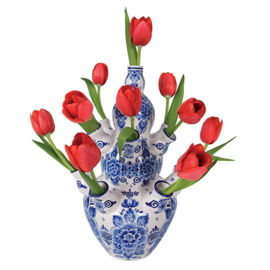 Flat Flowers Rode tulp delftsblauw