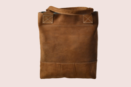 Roestbruine leren shopper Meis met koeienvacht