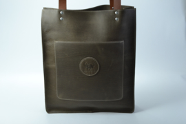 Grote groen / bruine leren shopper