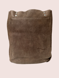 Donkerbruine leren shopper Tess met koeienvacht