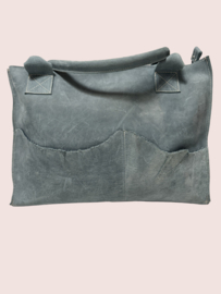 Jeans blauwe leren schoudertas Sam