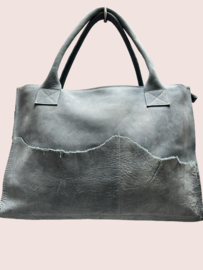 Jeans blauwe leren schoudertas Sam