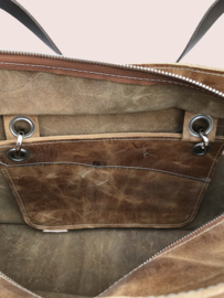 Cognac kleurige leren schoudertas Noor