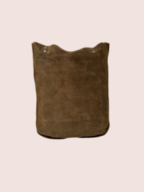Camel kleurige leren shopper Tess met koeienvacht
