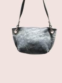 Blauw grijze  leren schoudertas Lieve mt M