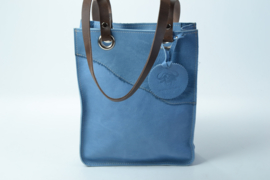 Blauwe leren shopper small