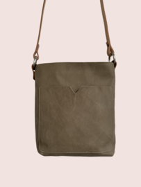 Taupe kleurige leren schoudertas Lot