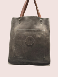 Grote groen / bruine leren shopper Juul