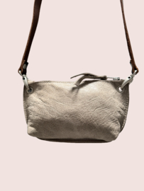 Beige leren schoudertasje Lieve mt S