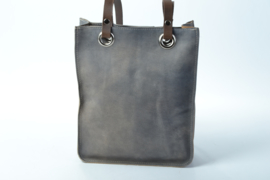 Jeansblauwe leren shopper small