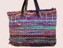 Ibiza strandtas met witte leren ster
