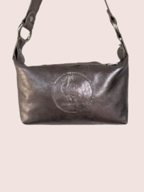 Roze metallic leren schoudertasje Fee