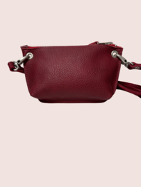 Rood leren schoudertasje Lieve mt S