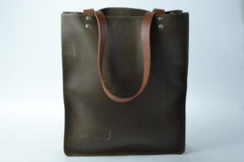 Grote groen / bruine leren shopper