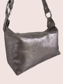 Roze metallic leren schoudertasje Fee