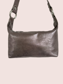 Roze metallic leren schoudertasje Fee