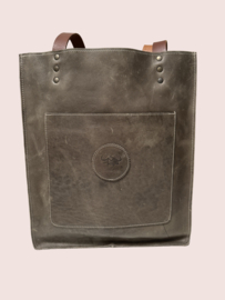 Grote groen / bruine leren shopper Juul