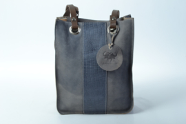 Jeansblauwe leren shopper small