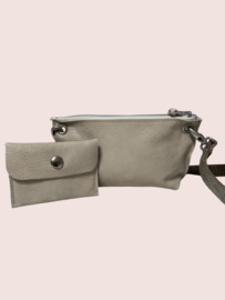 Beige leren schoudertasje Lieve mt S