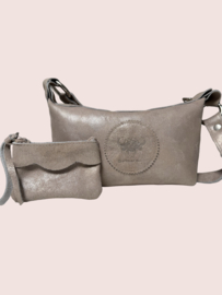 Beige leren schoudertasje Fee incl etui