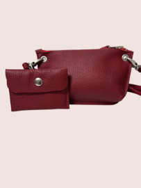 Rood leren schoudertasje Lieve mt S