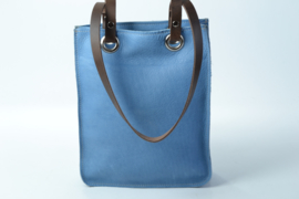 Blauwe leren shopper small